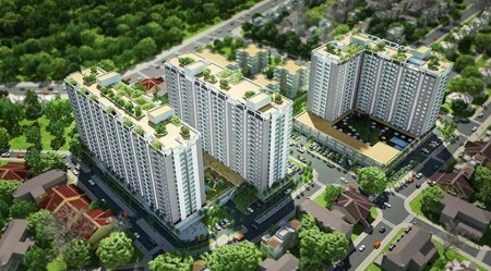 Cho thuê căn góc chung cư Bộ Công An, quận 2, có máy lạnh, giá 10 triệu/tháng.
