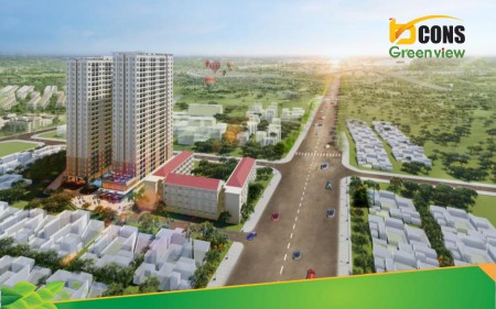 Chung cư Bcons Green View làng đại học đối diện siêu thị Go! (BigC) Dĩ An, chỉ 1ty4/căn 2 phòng ngủ.
