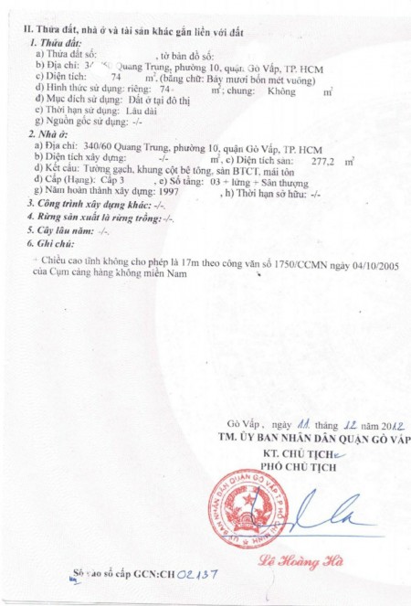 Bán nhà phố mặt tiền 2 lầu, P.10, Q.Gò Vấp, Tp.HCM