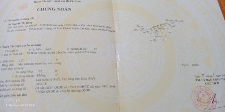 Bán miếng đất mặt tiền Hà Quang Vóc TpHCM