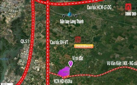 Đất 2 mặt tiền sổ riêng cạnh khu công nghệ cao HD 450, gần vòng xoay Hắc Dịch.