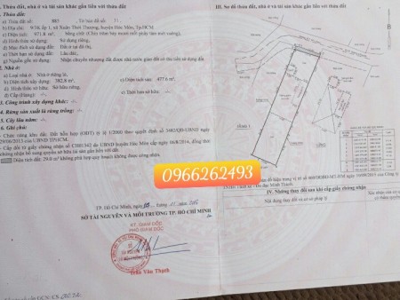 Đất Hóc Môn 972m2 đã lên thổ cư có sổ 5tr/m2