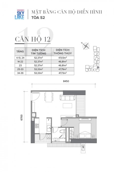 Bán gấp căn hộ full NT 1 ngủ, 48m2 Vinhomes Skylake, giá 2.2 tỷ, LH: 0967839010