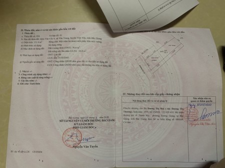 Chính chủ bán mảnh đất tặng nhà 3 tầng tại xã Vân Trung- huyện Việt Yên