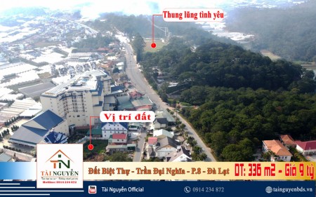 Bán gấp lô đất XD biệt thự 336 m2 ngay cạnh Thung Lũng Tình Yêu, P.8, Đà Lạt giá 9 tỷ