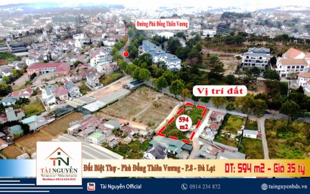 Bán gấp lô đất 3 mặt tiền, DT 595 m2 đường Phù Đổng Thiên Vương, P.8, Đà Lạt giá chỉ 58 tr/m2