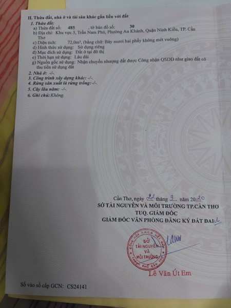 Nền Hẻm, Đường Trần Nam Phú, Ninh Kiều, Cần Thơ, Giá Rẻ.
