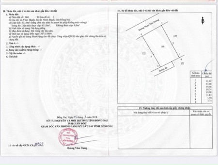 Đất Nhơn Trạch 633m2 mặt tiền đường Phạm Thái Bường
