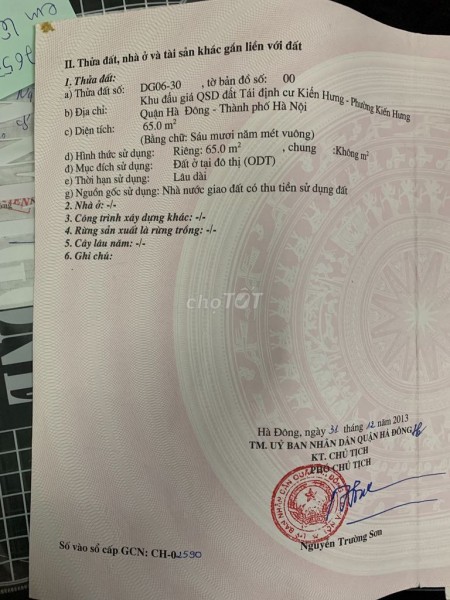 Bán đất Đấu Giá, Mậu Lương (DG06) 65m2