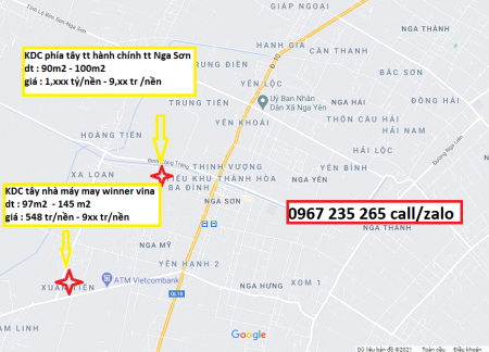 552 tr/nền Nga Văn, Nga Sơn dt 100m2, hướng ĐN