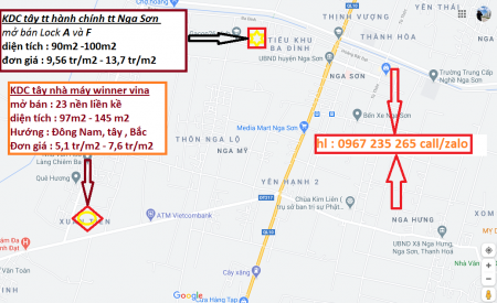 Nga sơn . bán gấp 90m2 đất nền tt thị trấn