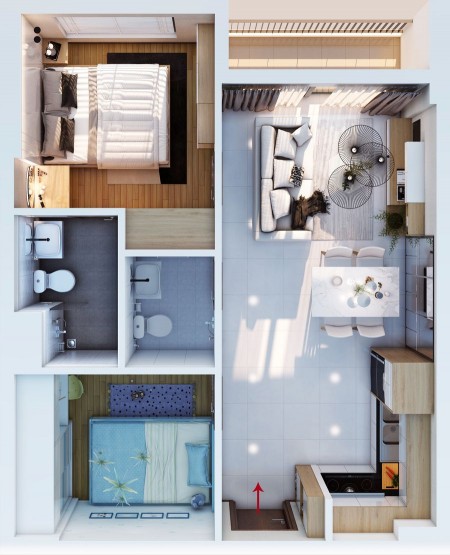 Cần cho thuê chung cư Bcons Suối Tiên 1 phòng ngủ, 1WC, hướng đông nam, 35m2 giá tốt nhất