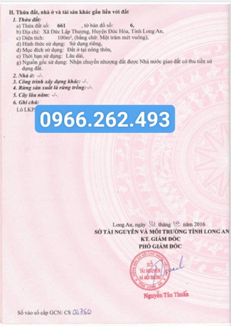 Đất sổ hồng trong KDC Đức Hòa 100m2