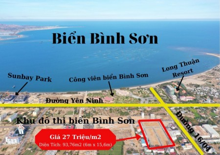 BÁN ĐẤT NỀN GIÁ RẺ ĐỂ ĐẦU TƯ PHÁT TRIỂN TẠI KĐT BIỂN BÌNH SƠN- NINH THUẬN