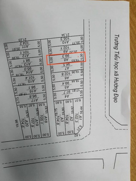 Chính chủ bán nhanh lô đất 2 mặt tiền cạnh trường cấp 1,2 hướng đạo,dt99.3m,lh0967696797.