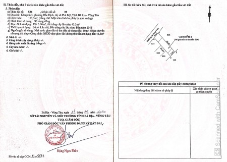 Bán nhanh 01 lô đất tx Phú Mỹ, phường Hắc Dịch