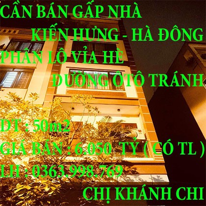 CẦN BÁN GẤP NHÀ KIẾN HƯNG HÀ ĐÔNG PHÂN LÔ VỈA HÈ ĐƯỜNG ÔTÔ TRÁNH