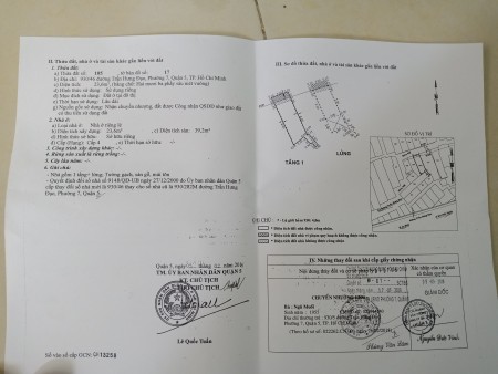 Bán nhà hẻm 4m 930/46 Trần Hưng Đạo P7 Q5. DT: 3x 10m hiện trạng: nhà 1 trệt 1 lầu. HHMG 1%
