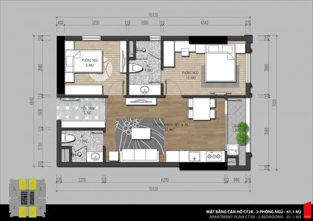 Chính chủ bán gấp căn hộ tòa CT2 Iris Garden: 2 ngủ, 61m2, giá 1.8 tỷ, lh: 0967839010