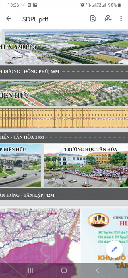 Bán đất mặt tiền đường liên xã 28m ngay KCN Becamex Đồng Phú giá đầu tư F0