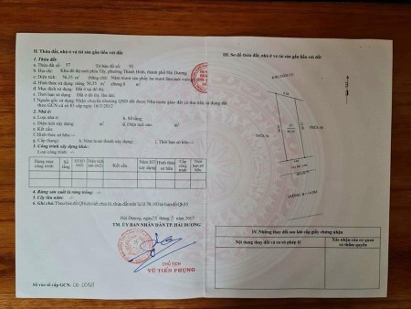 Bán đất mặt đường đôi khu Vạn Phúc, TP HD 56.35m2, mt 4m, hướng Nam, 1.52 tỷ