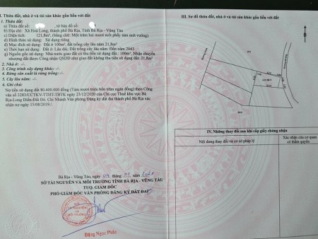 Đất Mặt Tiền Hòa Long Khu Đông Dân Cư Uy Tín Số 1 Bà Rịa