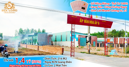 Bán Nhanh Lô Góc KCN Giang Điền KD tốt, hỗ trợ vay tới 70% lh 038.477.1710 Mr.Anh