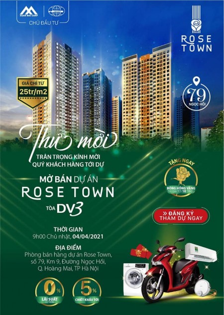 Mở bán tòa DV03 Rose Town 79 Ngọc Hồi, Hoàng Mai, HN