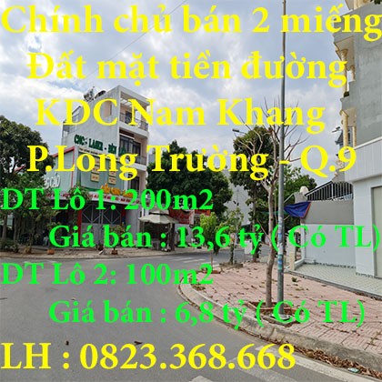 Chính chủ bán 2 miếng đất mặt tiền đường ở Phường Long Trường,Quận 9,TPHCM