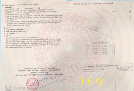 Chỉ 1.6 tỷ bán ngay 101.3m² đất MT Bình Chánh