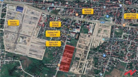Bán đất nền Hoàng Long đối diện chợ Yên Thanh có sổ đỏ giá 14-16tr/m2 mặt tiền 5.5m dt 82m2