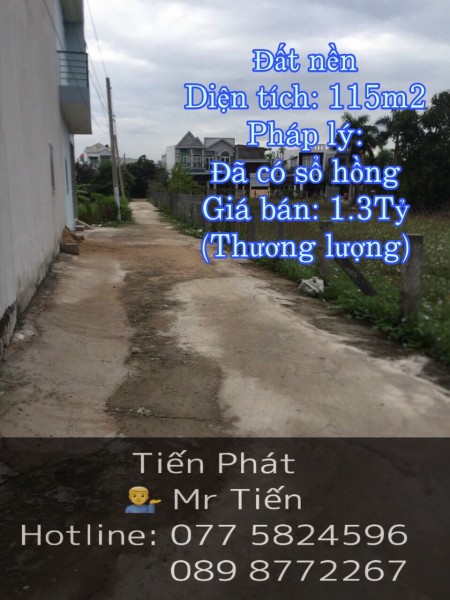 Bán lô đất gần MT QL50 khu vực gần ngã 3 Tân Kim DT 115m2 Sổ Hồng 1Tỷ300tr