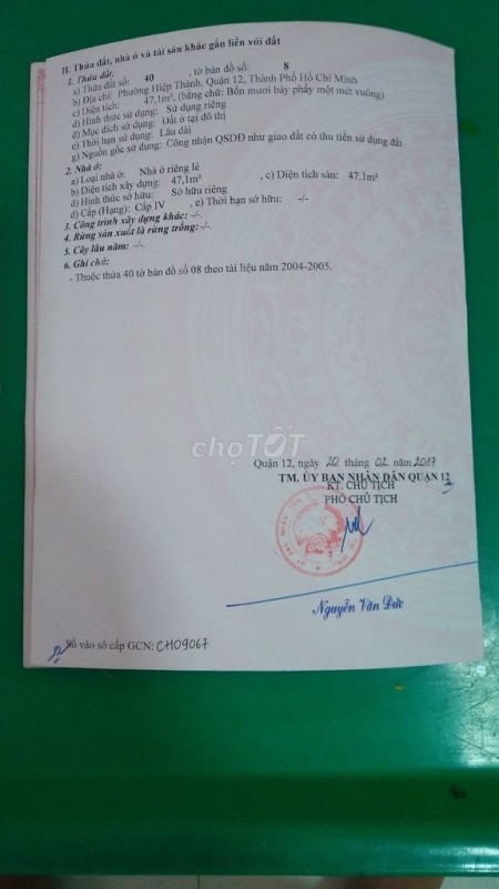 CHÍNH CHỦ CẦN BÁN GẤP CĂN NHÀ Ở PHƯỜNG HIỆP THÀNH – QUẬN 12 GIÁ CỰC HẤP DẪN.