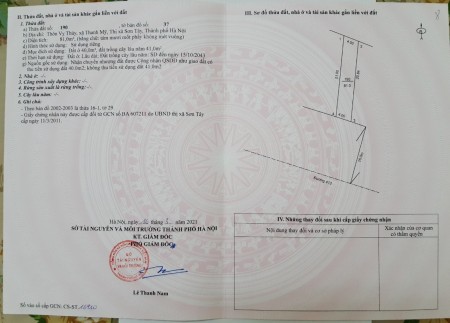 Chính chủ bán đất (Thôn Vỵ Thủy, Xã Thanh Mỹ, Thị xã Sơn Tây, Thành phố Hà Nội)