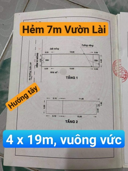 Nhà HXH Vườn Lài - 4 x 20m vuông vức - 7 tỷ - ngon quá