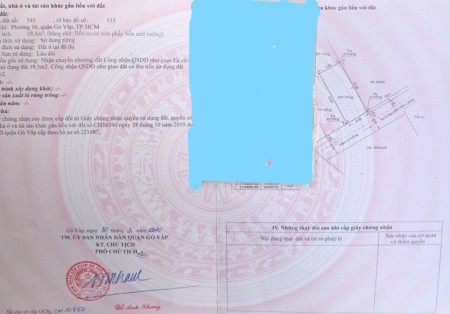 BÁN ĐẤT TRỐNG, GÒ VẤP, PHƯỜNG 17, HẺM XE HƠI, 4.5X11M, CHỈ 4.2 TỶ