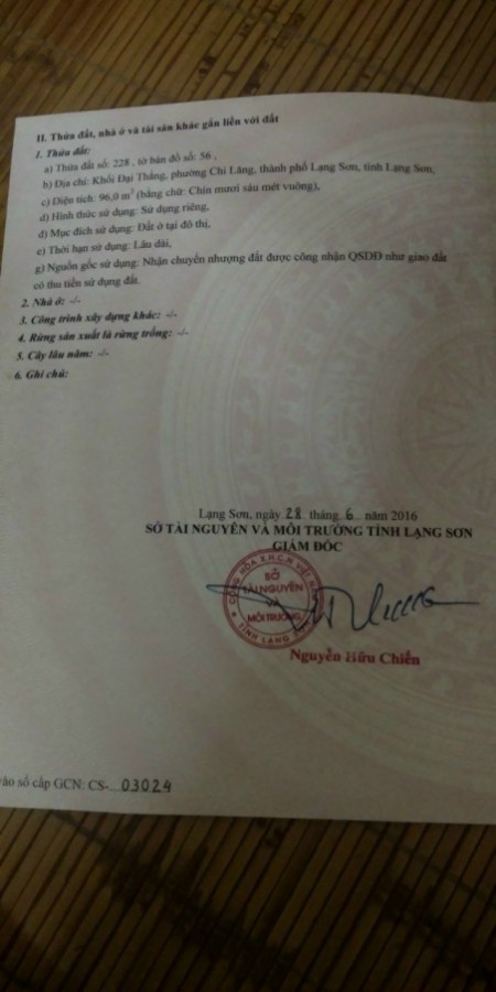 Bán đất tại khối Đại Thắng, phường Chi Lăng, TP Lạng Sơn