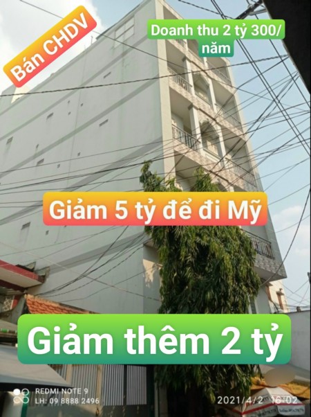 Bán gấp CHDV khu Âu Cơ Lạc Long Quân doanh thu 2 tỷ 300 triệu/năm