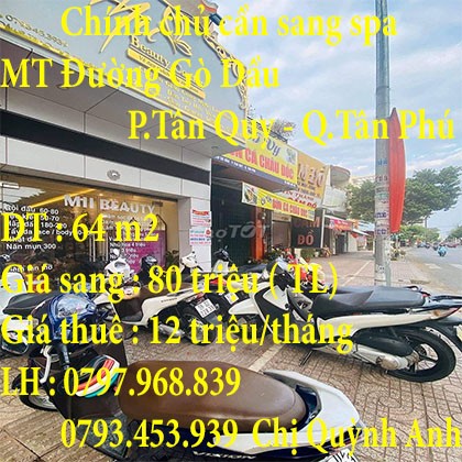 Chính chủ cần sang spa mặt tiền đường Gò Dầu Quận Tân Phú