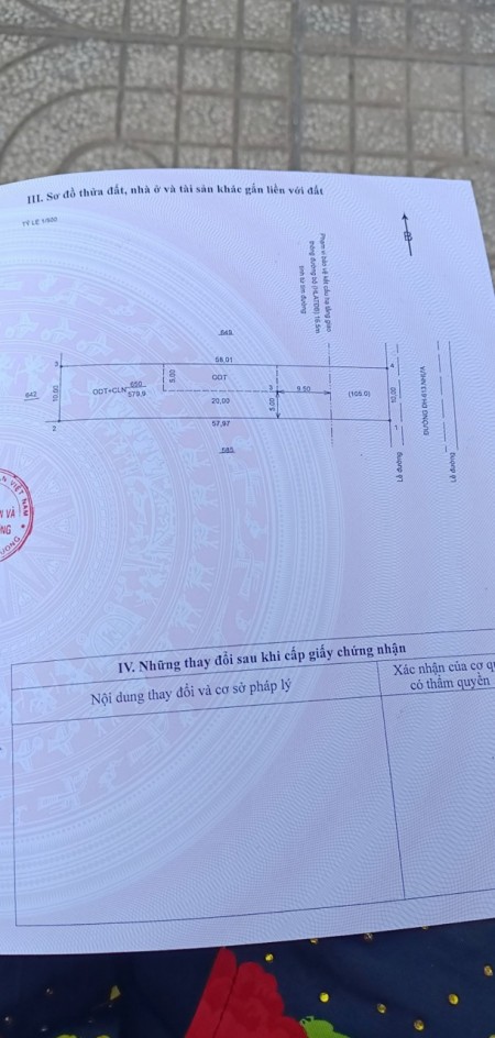 Bán ra lô đất Bàu Bàng, diện tích 579m2, giá 3,9tỷ, chính chủ có thương lượng khách thiện chí