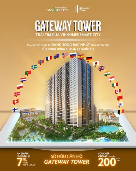 ATEWAY TOWER TRÁI TIM CỦA VINHOMES SMART CITY THÀNH PHỐ QUỐC TẾ ĐÁNG SỐNG BẬC NHẤT PHÍA TÂY HÀ NỘI CỦA CỘNG ĐỒNG CƯ DÂN 20 QUỐC GIA