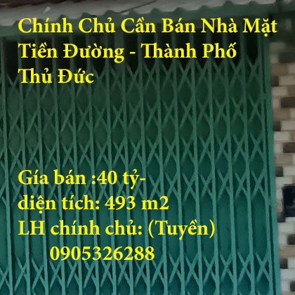 Chính Chủ Cần Bán Nhà Mặt Tiền Đường Thành Phố Thủ Đức