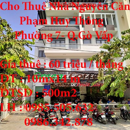Cho Thuê Nhà Nguyên Căn Phường 7 Gò Vấp.