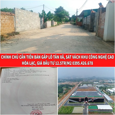 CHÍNH CHỦ BÁN GẤP LÔ TÂN XÃ HÒA LẠC CHỈ 12.5TR/M2 0395426678