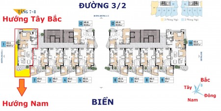 Tầng 5,10,11 Căn 3PN- 160m2 (góc), View Biển Full, Giá gốc 6 tỷ, Vay 70%, Full Nội Thất, Chiết Khấu 6%