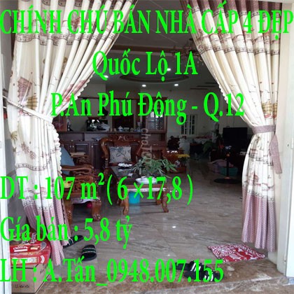 Chính chủ bán nhà cấp 4 phường An Phú Đông Quận 12, dtsd 107m2
