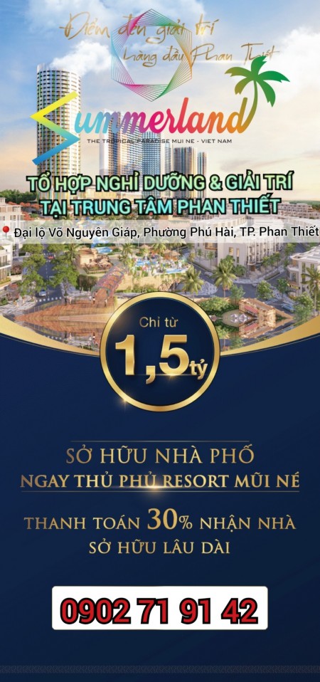 Nhà phố Summerland Mũi Né DT đất 5mx20m, DT sàn 285 m2 giá chỉ từ 5,4 tỷ