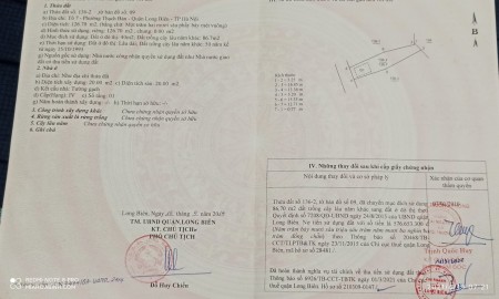 Cần bán 1/2 hoặc cả thửa đất 126,7m đất ở, 2 mặt tiền đường Cổ Linh và ngõ 160 Ngọc Trì, Quận Long Biên, Hà Nội