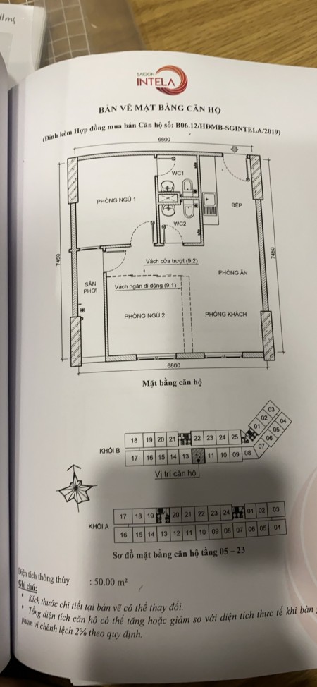 Chính chủ bán CH B06.12 55m2 2pn Sài Gòn Intela Nguyễn Văn Linh Phong Phú Bình Chánh