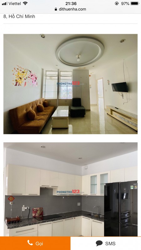 Cho thuê chung cư Carina plaza, phường 16, quận 8, 3 phòng ngủ, giá 8.000.000VND